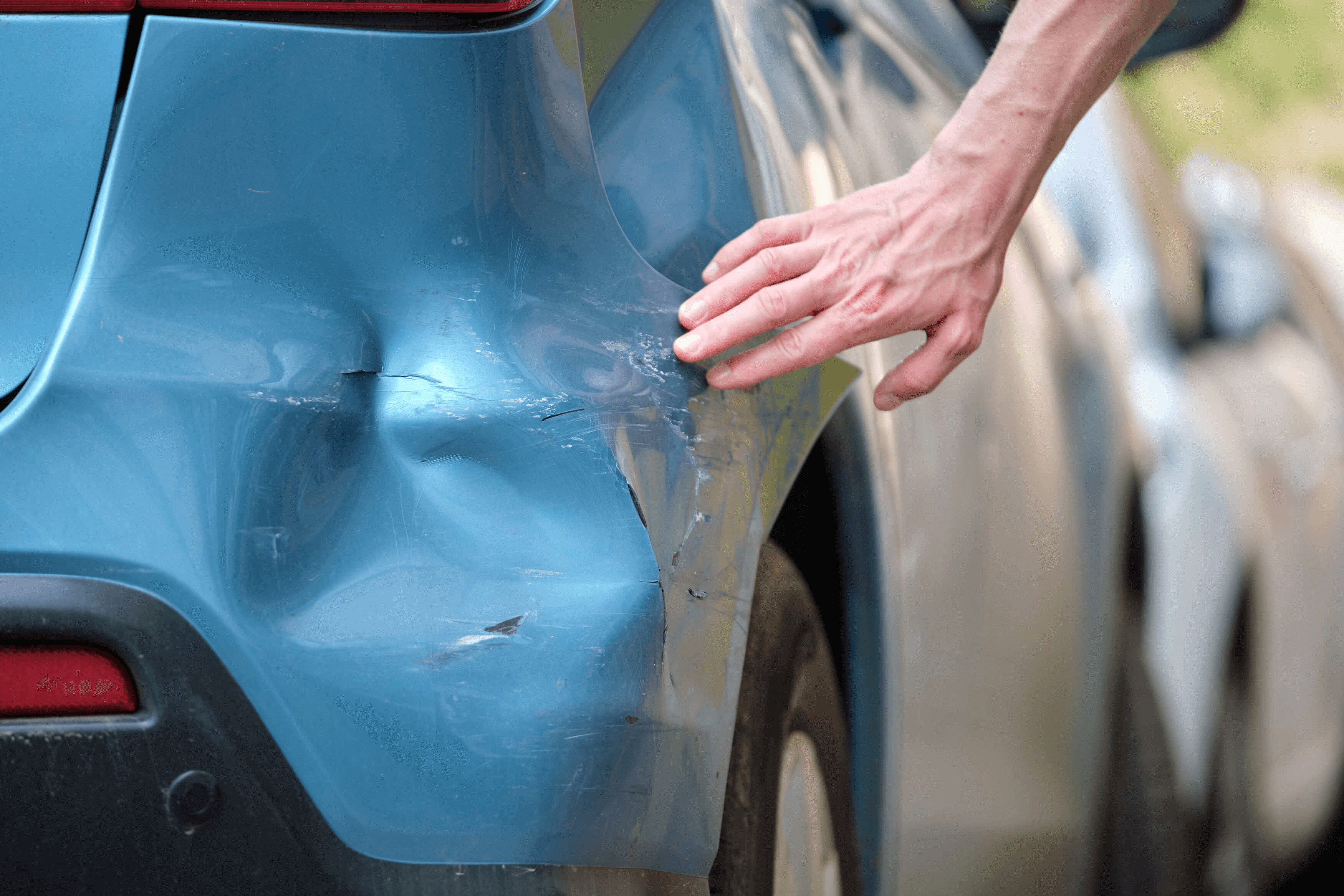 Accident damaged car bodywork requiring professional repair